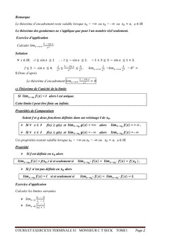 Cours et Exercices TS1 Tome 1 ANALYSE