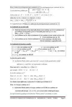 Cours et Exercices TS1 Tome 1 ANALYSE