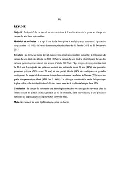 Profil épidémiologique, clinique et prise en charge du cancer du sein