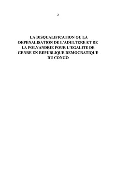 Dépénalisation ou disqualification de l'adultère et de la polyandrie