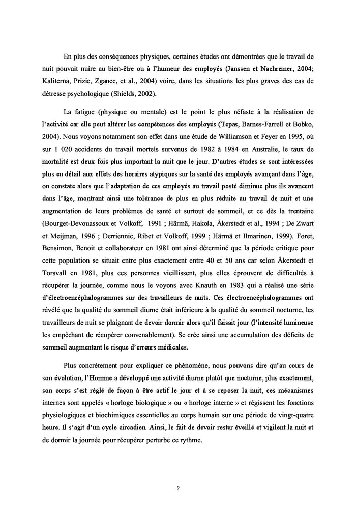 Pénibilité perçue du travail de nuit, impact sur le personnel soignant