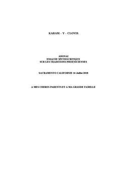 Adonai - essai de Mythocritique sur les Traditions Phoeniciennes