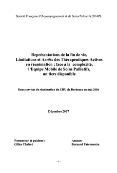 Arret des traitements en reanimation : faire face a la complexite