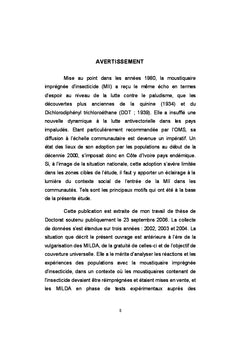 La moustiquaire imprégnée d'insecticide en Côte d'Ivoire