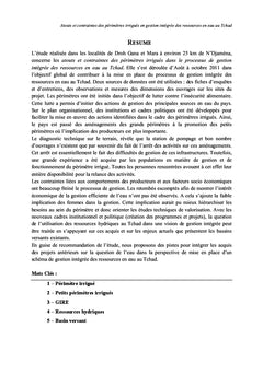 Perimetre irrigue et Gestion de l'eau au Tchad : Atouts et Contraintes