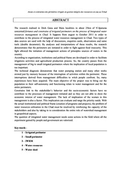 Perimetre irrigue et Gestion de l'eau au Tchad : Atouts et Contraintes