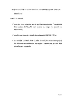 Disparites de la Mortalite des enfants de moins de cinq ans au Senegal