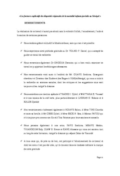 Disparites de la Mortalite des enfants de moins de cinq ans au Senegal