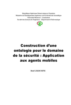 Construction d'une ontologie de sécurité pour les agents mobiles