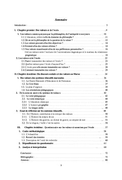 Le systeme de valeurs dans la culture scolaire marocaine