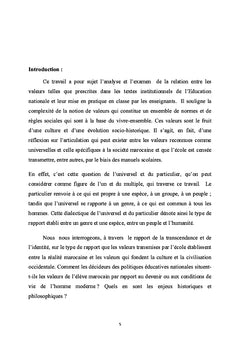 Le systeme de valeurs dans la culture scolaire marocaine