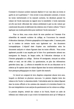 Le systeme de valeurs dans la culture scolaire marocaine