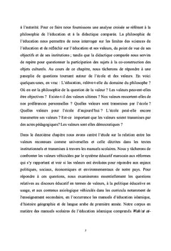 Le systeme de valeurs dans la culture scolaire marocaine