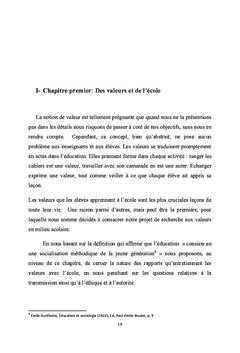 Le systeme de valeurs dans la culture scolaire marocaine