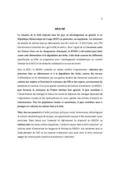 Opportunites du ReDD+ pour l'amenagement durabledes forets tropicales
