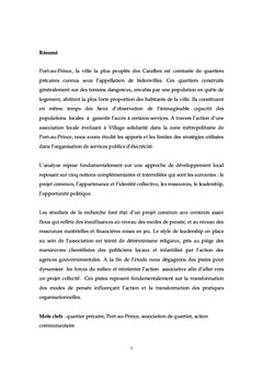 Associations de quartier et services publics à Port-au-Prince