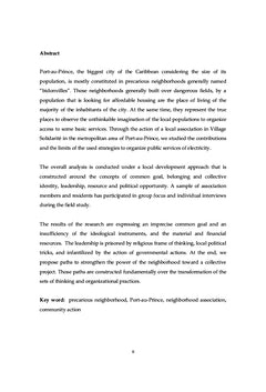 Associations de quartier et services publics à Port-au-Prince