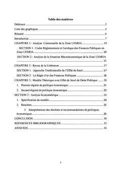 Deficit Public, Investissement Public et endettement en Zone UeMOA