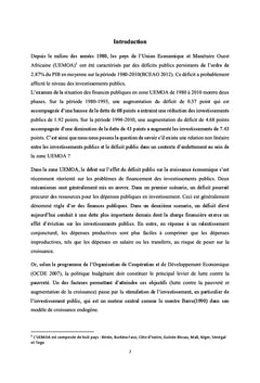 Deficit Public, Investissement Public et endettement en Zone UeMOA