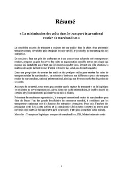 La minimisation des coUts dans le transport international routier