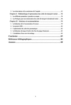 La minimisation des coUts dans le transport international routier