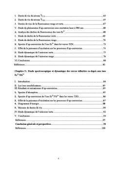 Etude de la dynamique d'up-conversion dans les verres tellurites