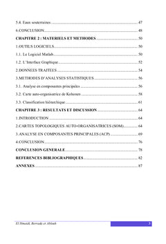 Cartes auto-organisatrices de Kohonen et paramètres environnementaux