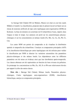Cartes auto-organisatrices de Kohonen et paramètres environnementaux
