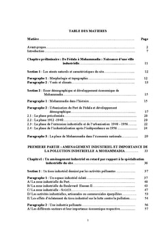 Industrie, pollution industrielle et compétitivité: cas de Mohammadia