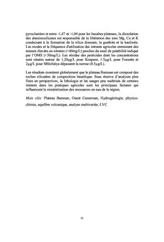 Hydrogeochimie des systemes d'aquiferes du Plateau Bamoun; Cameroun