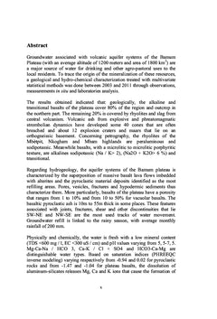 Hydrogeochimie des systemes d'aquiferes du Plateau Bamoun; Cameroun