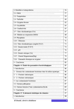 Contribution a l'etude d'impact de la pollution sur les cours d'eaux