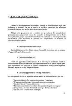 Rehabilitation precoce des operes