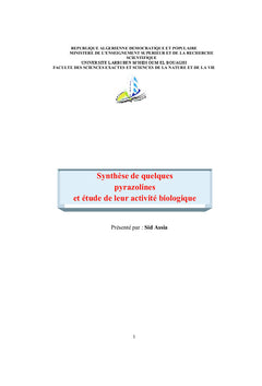 Synthèse de quelques pyrazolines et etude de leur activite biologique