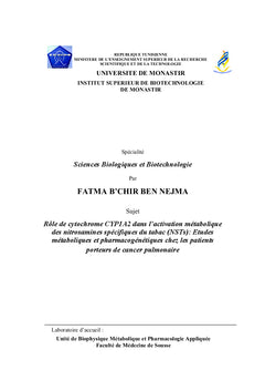 Cancer pulmonaire: etudes metaboliques et pharmacogenetiques de CYP1A2
