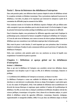 Defaillances d'entreprises : essai de modelisation financiere