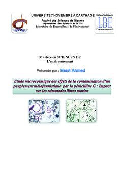 Effets de la pollution aquatique par un antibiotique: La penicilline G