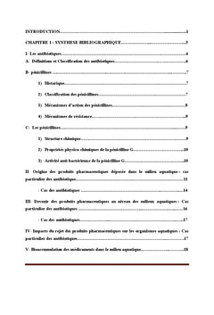 Effets de la pollution aquatique par un antibiotique: La penicilline G