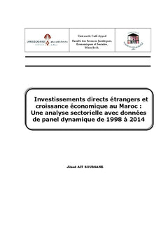 Analyse sectorielle des IDe et de la croissance economique au Maroc