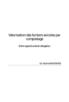 Valorisation des fumiers avicoles par compostage