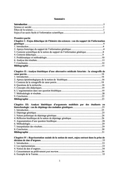 Enseignement des sciences: enjeux didactique et bioethique