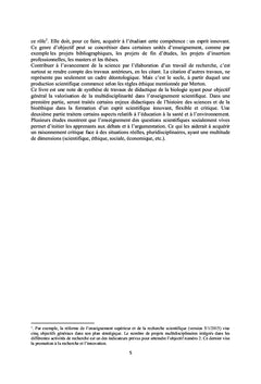 Enseignement des sciences: enjeux didactique et bioethique
