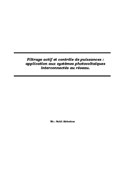 Filtrage actif et controle de puissances pour des systemes PV