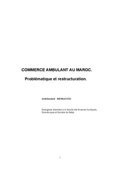 Commerce ambulant au Maroc: Problématique et restructuration