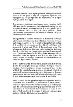 Protection et durabilite de l'aquifere cotier de Martil-Alila