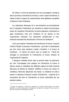 Pricing des introductions à la Bourse de Casablanca
