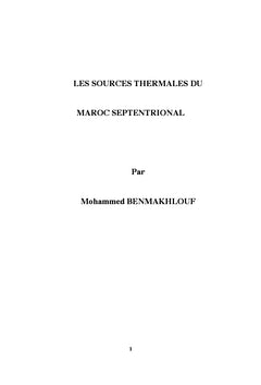 Les sources thermales du Maroc Septentrional