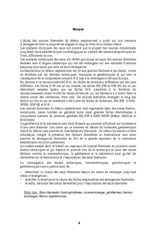 Les sources thermales du Maroc Septentrional