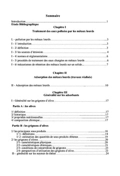 Adsorption des métaux lourds par l'utilisation des adsorbants naturels