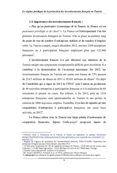 Le régime de la protection des investissements français en Tunisie